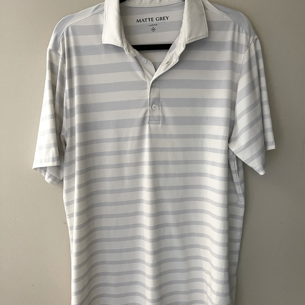 Matte Grey mens golf casual polo shirt L